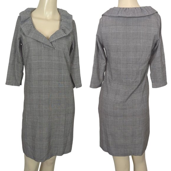 Gretchen Scott Dress black white size 0 / 2 Shrimp Wall Street Ruff Neck - Picture 2 of 16
